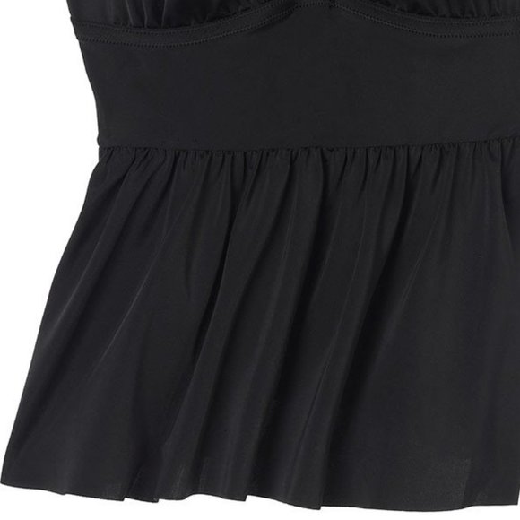 Adore Me Contour Plus Swim Top Swim Tankini Peplum Criss Cross Back Black - Picture 9 of 16
